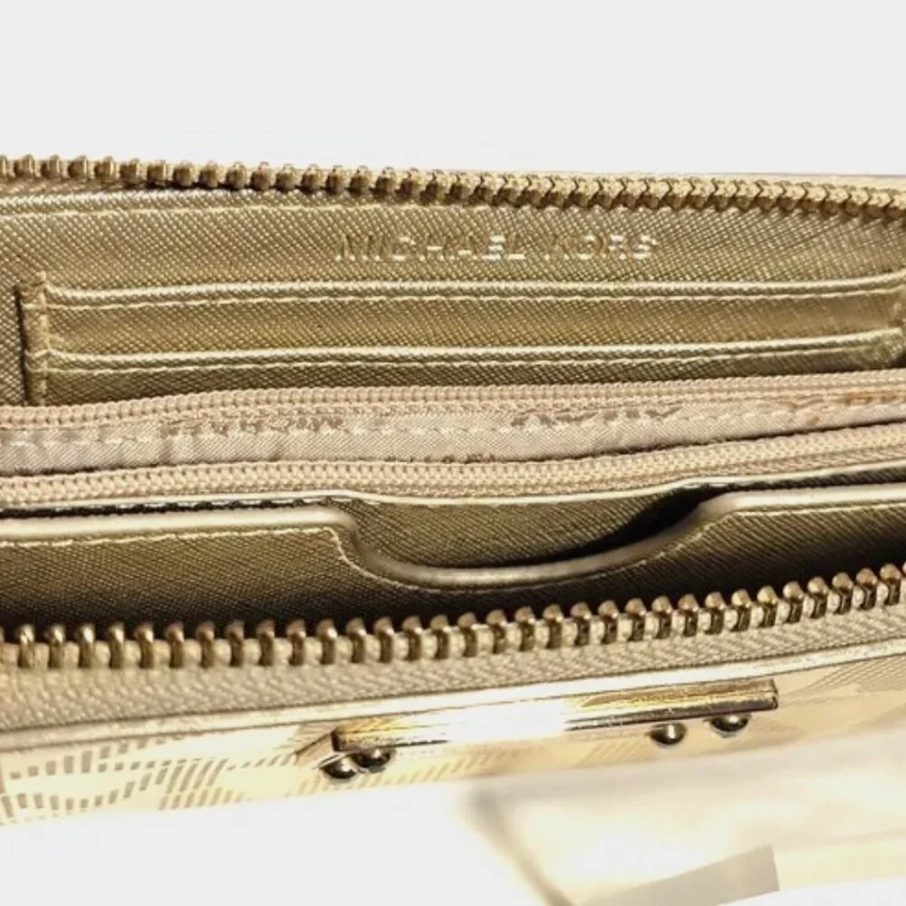 Michael Kors Jet Set Travel Continental Wristlet Wallet Gold